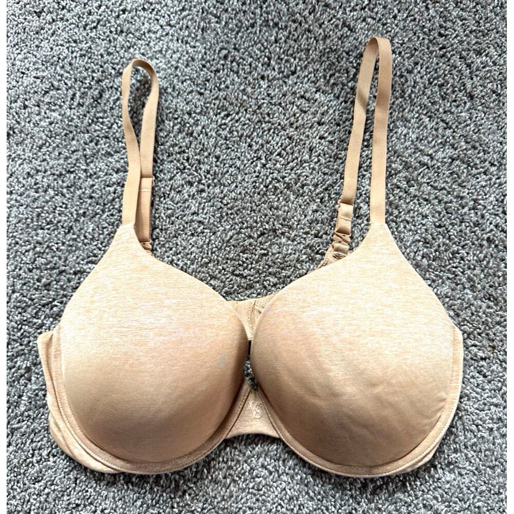 Victoria's Secret Perfect Coverage T-Shirt Bra Padded Underwire Beige 34DD